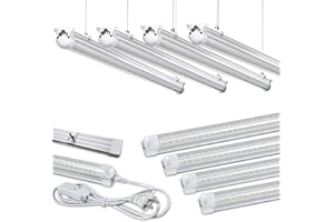 Skymoatled 8Pack 8FT LED Shop Light Garage Light,100W 6000K White Light 15000LM Super Bright,Hanging/Surface Mount,Linkable T8 LED Tube Lights for Garage,Warehouse, Workshop,Plug and Play