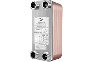 Brazed Plate Heat Exchanger Copper/SS316L 4"x12" 40 Plates 1" MPT 350,000 BTU/hr