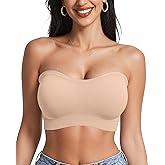 OEAK Strapless Bras for Women Wireless Bandeau Bra Non Slip Push Up Tube Top Seamless Bras Comfortable Padded Bralette