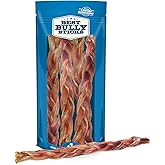 Best Bully Sticks Natural XL Braided Bully Sticks for Large Dogs - 12 Inch, 4 Count (Pack of 1) - 100% Free-Range Grass-Fed Beef, Single-Ingredient, Grain and Rawhide Free Long Lasting Dog Chews