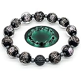 ARTSY Crafts Glow in The Dark Firefly Beads Bracelets, Ocean Blue Luminous Murano Glass Beads Jewelry Mermaid Crystals Healing Inspirational Bracelet Bangle