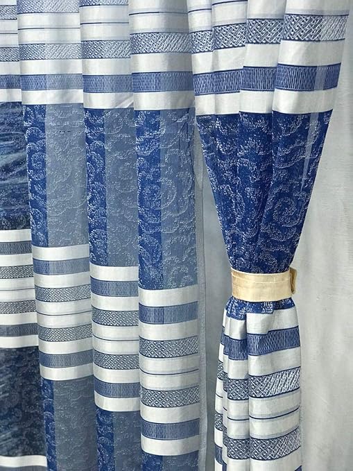 Buy Ridhaan Heavy Tissue Net Curtain Blue 7 Feet 1 Psc Online