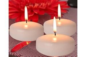 HANZIM 3inch White Floating Candles, 12PACK 13-15Hours Unscented Dripless Wax for Cylinder Vases, Centerpieces at Wedding, Birthday,Party, Pool, Holiday (12PACK, White)