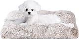 EHEYCIGA Fluffy Small Dog Crate Bed Calming Anti Anxiety 60x45x7.5cm Brown