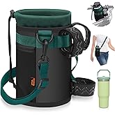 Desing Wish Bike Water Bottle Holder 32oz - 40oz Bike Cup Holder Multi-Holes Installing Insulated Water Bottle Holder for Bike with Removable Non-Slip Hook&Loop Fasteners (Black & Green)
