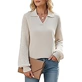 Dressystar Women's 2025 Fall Pullover Sweaters V Neck Long Sleeve Soft Loose Winter Casual Knit Tops