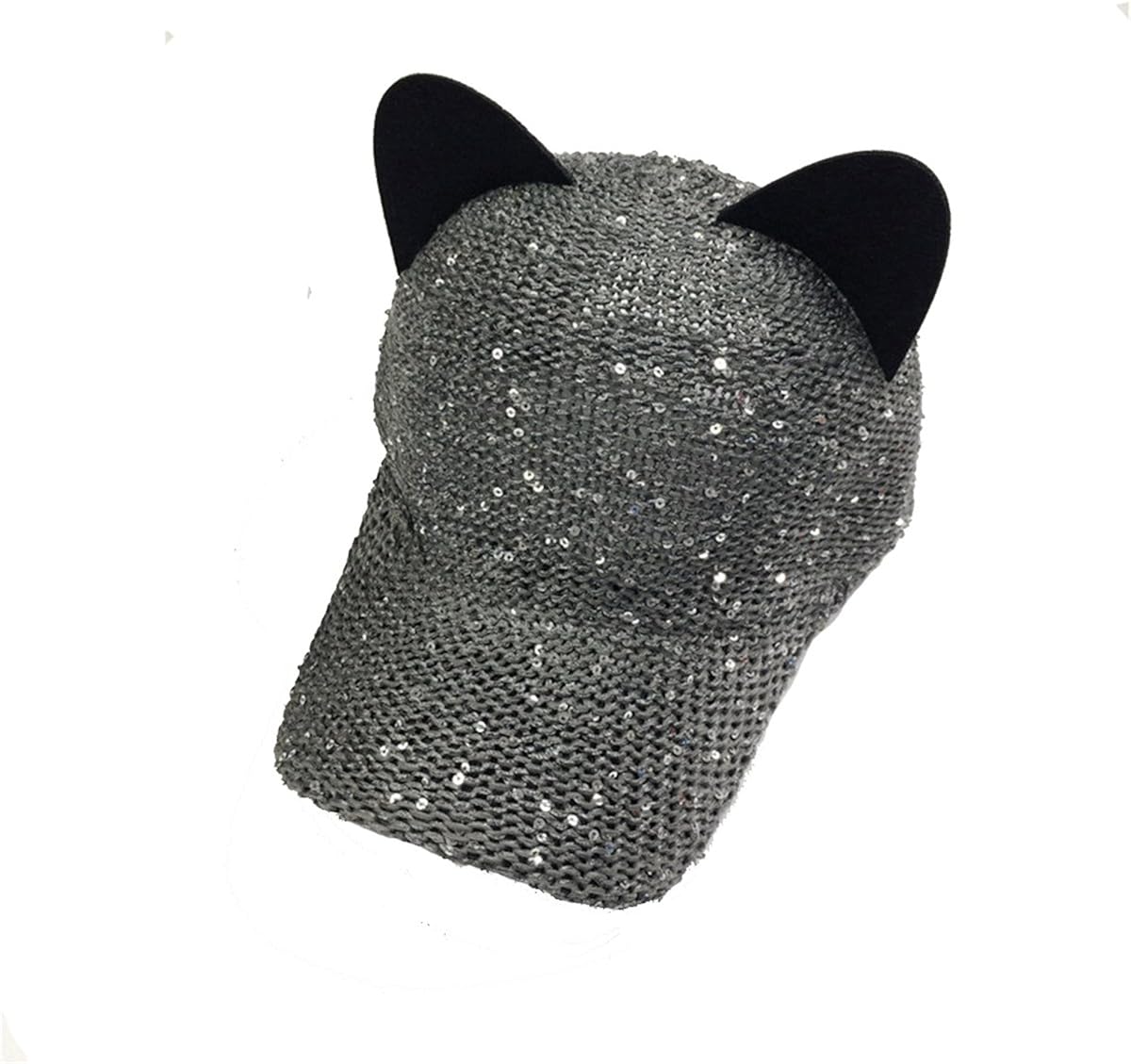 Adjustable Cat Ears Casual Sequins hip hop Baseball Cap Hats for Women