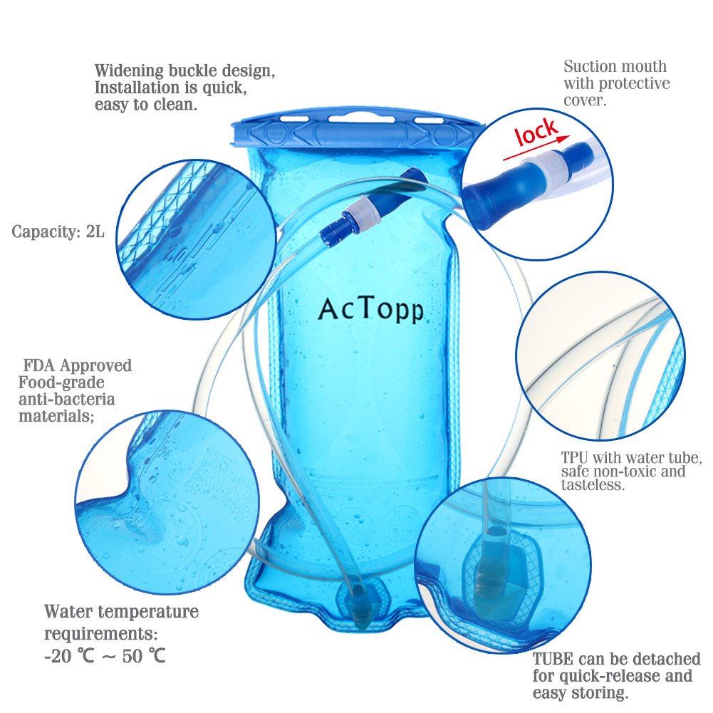 AcTopp Hydration Pack - 4L Hydration Backpack and 2L Bladder Bag, Waterproof and Adjustable Straps with FDA Approved Hydration Bladder, Best for Cycling Running Hiking Jogging