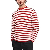 RGJU Men's Striped Shirts Long Sleeve, T-Shirt Crewneck Cotton Blend Stripes Top Casual Tee