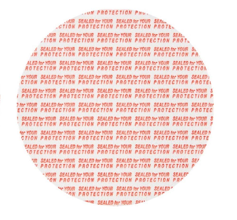 38mm Pressure Sensitive PS Foam Seals Cap Liners Tamper Seal Cap Liner Sealed for your Protection Red Print (1000)