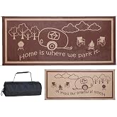 Stylish Camping 8-Feet x 18-Feet Outdoor RV Home Patio Reversible Mat - Brown/Beige