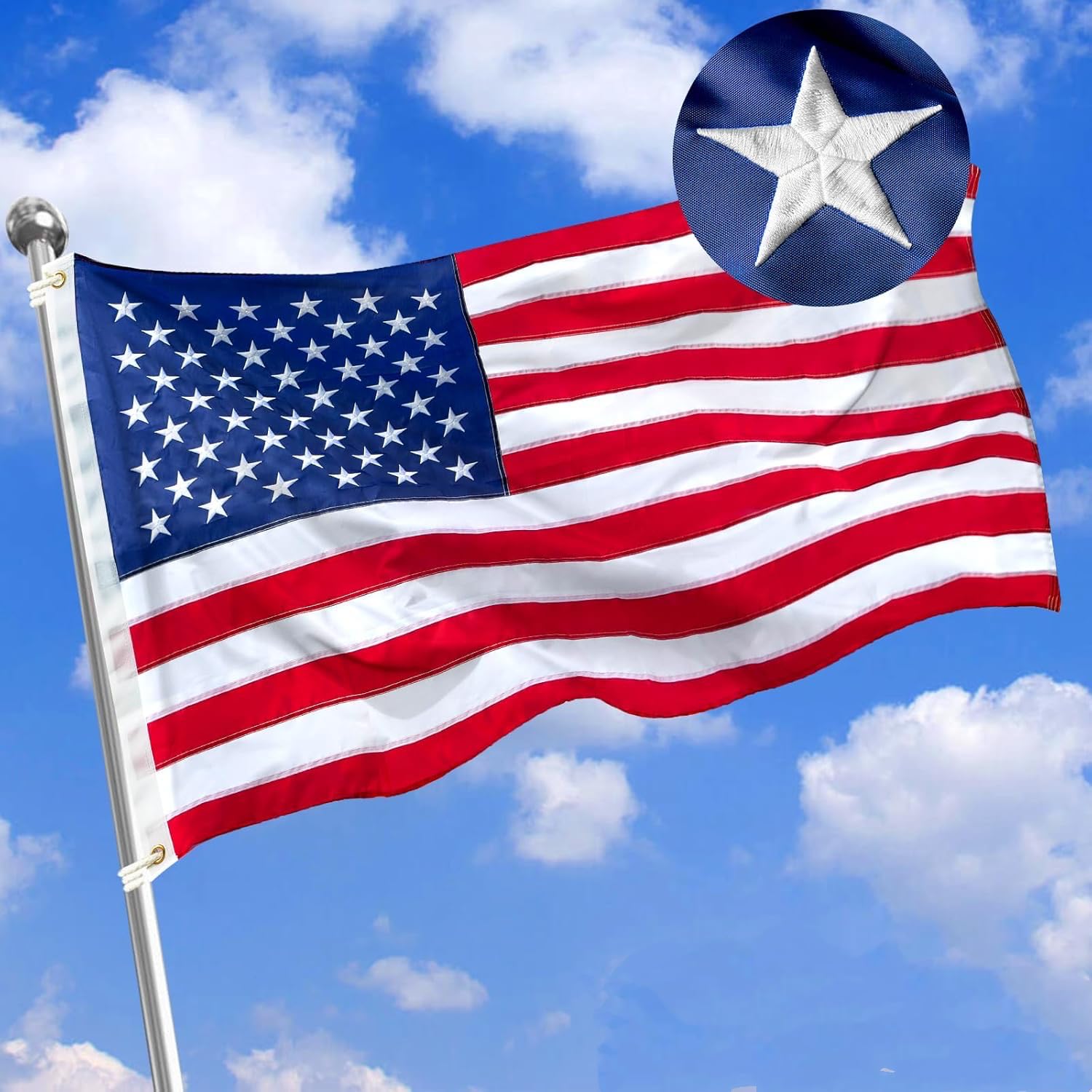 Photo 1 of  PACK OF 2  ARTISAN OF VICTORY American Flags for Outside 3x5 Ft - Heavy Duty USA Flag, Durable US Flag Perfect for Outdoor Display