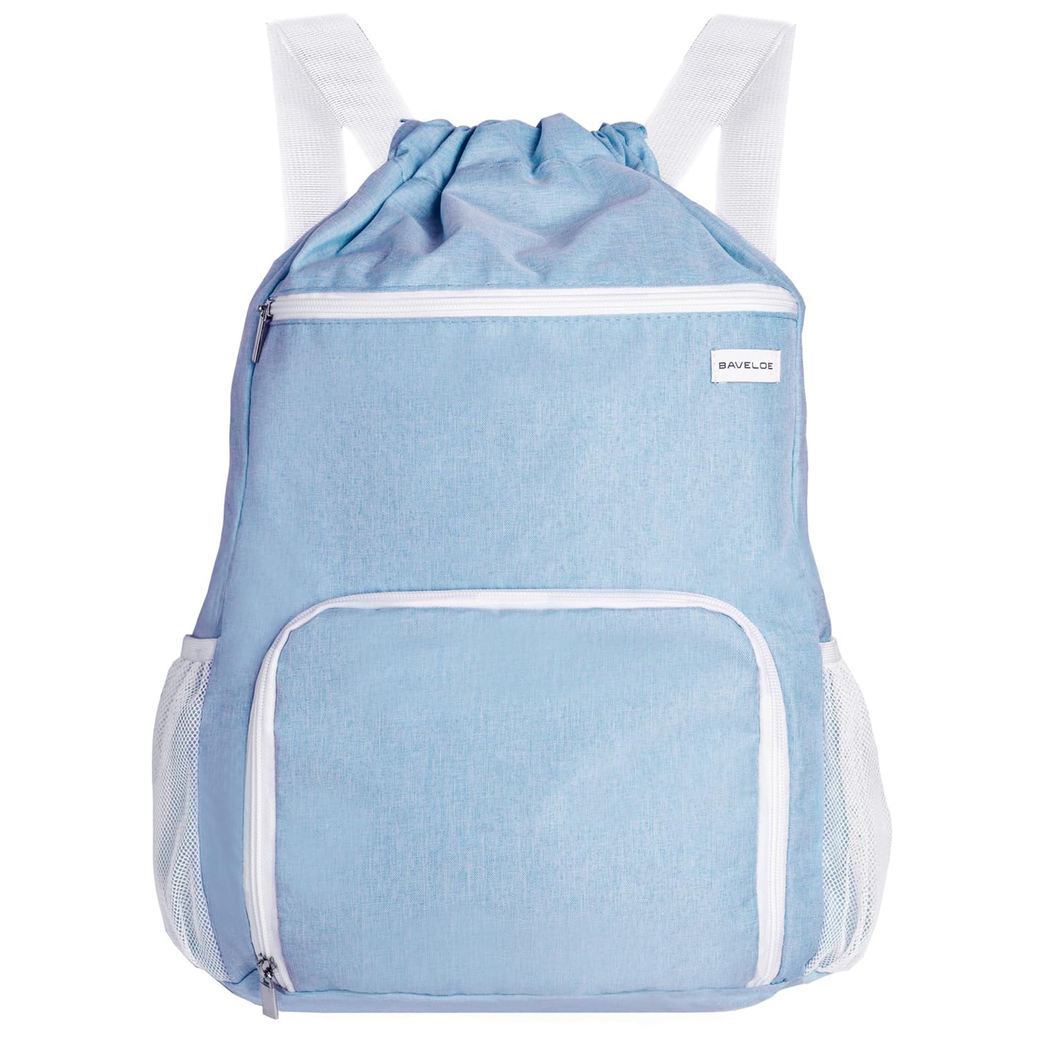 Photo 1 of BAVELOE Drawstring Backpack with Wet Pocket & Shoe Compartment, Water-Resistant Sports Gym Swim String Bag for Women Men(Sky Blue)