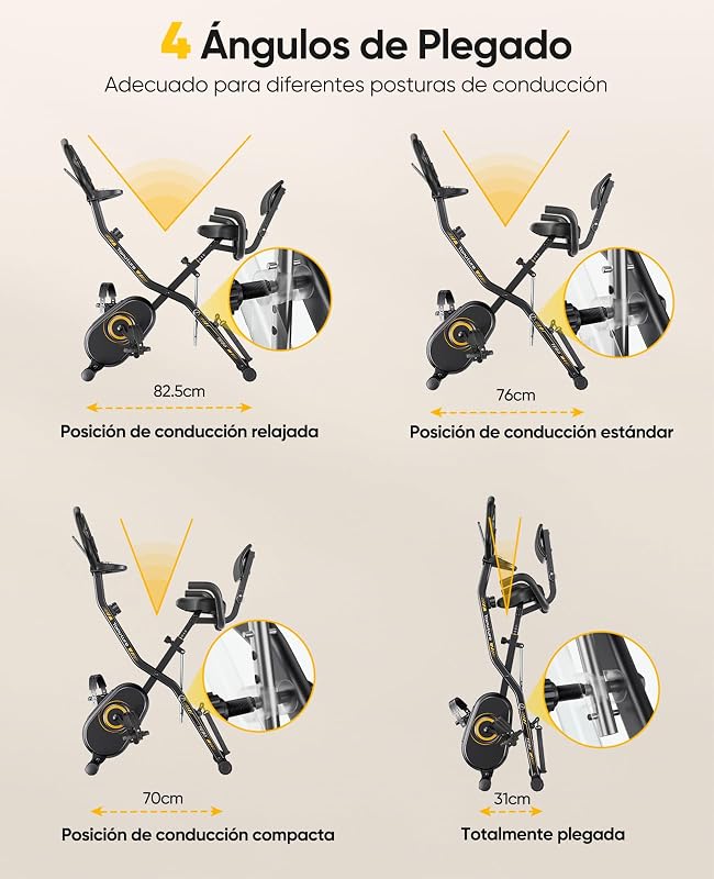 Bicicleta ergométrica magnética dobrável 5 em 1 Pro com APP, estável
