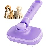 Hertzko Self Cleaning Slicker Brush for Dogs and Cats - Pet Hair Brush for Shedding Long and Short Hair - Easy Clean Retractable Bristles - Cat and Dog Grooming Tool - Purple