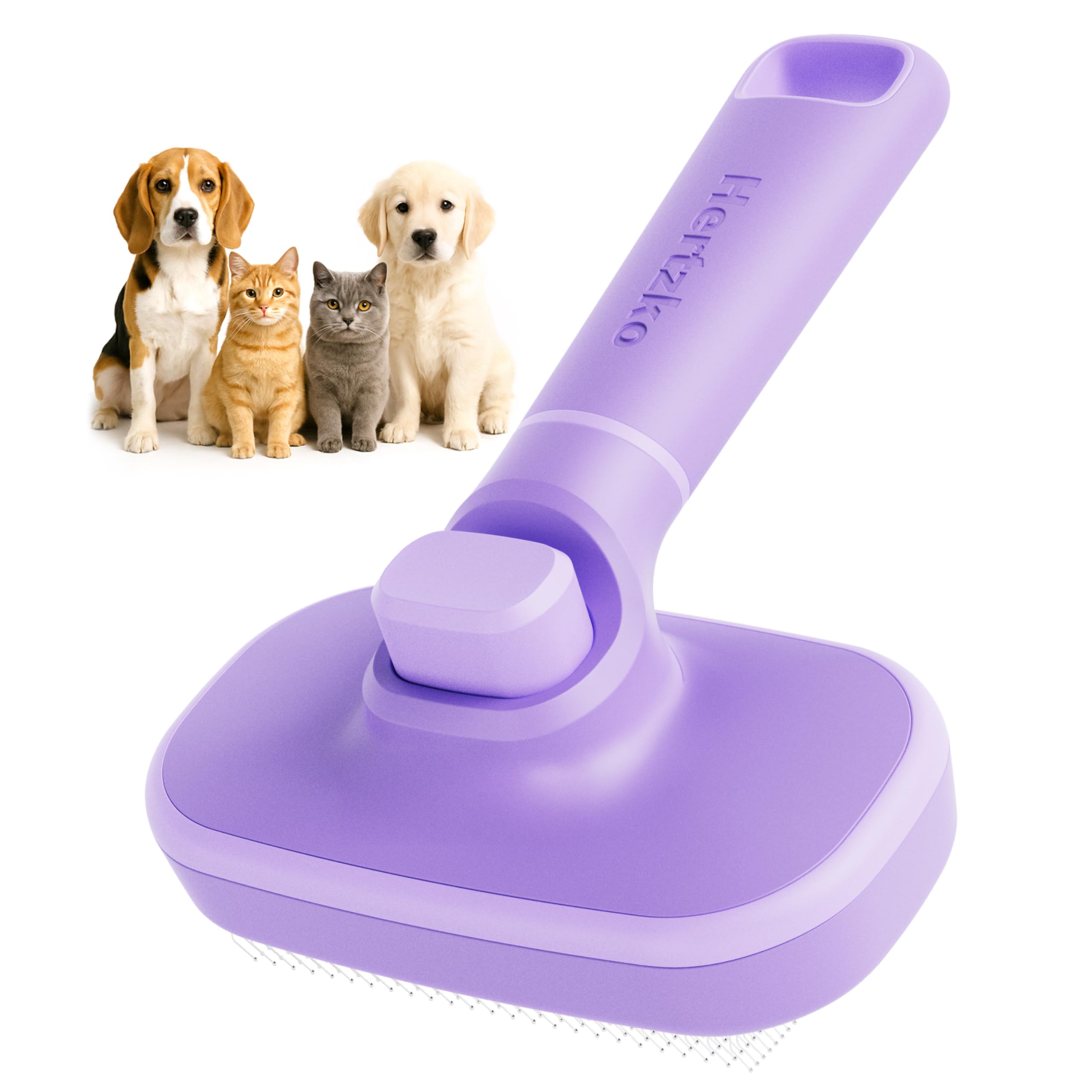 Hertzko Self Cleaning Slicker Dog Brush Cat Brush - The Ultimate Stocking Filler Dog Hair and Cat Hair Remover, Ergonomic Cats Comb for Short Haired Cats, Long Haired Pet for Grooming