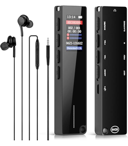 64GB Digital Voice Recorder With Voice Activation - Portable Audio Recorder For Lectures & Meetings