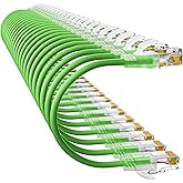10Gsupxsel Cat6a Patch Cables 0.5ft (24 Pack) Slim, Cat6 Ethernet Patch Cable Pure Copper, Flexible Cat 6 Patch Cable 550MHZ 10G, Space-Saving Cat 6A Network Cables for Patch Panel, Green