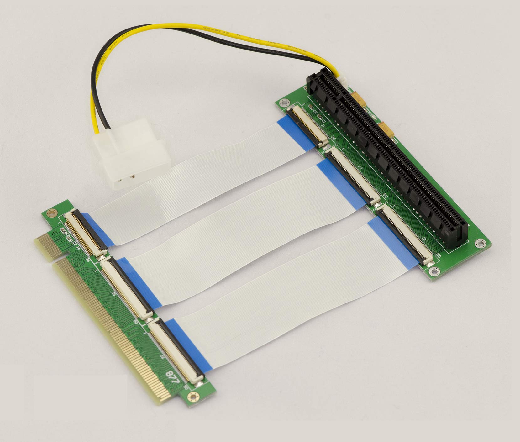 KALEA-INFORMATIQUE PCI Express riser-type expansion cable. PCIe x16 connectors and 10cm or 30cm FPC-type flexible ribbon cable.