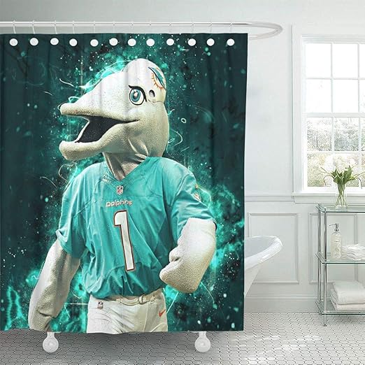 Amazon Com Ladble Decor Shower Curtain Set With Hooks The Dolphin