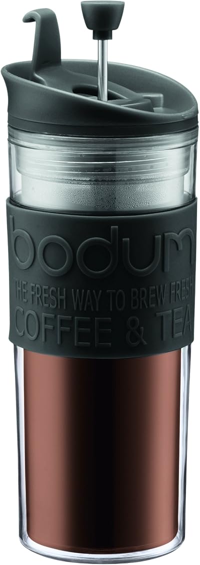 Bodum 11100-01BUS Tea and Coffee Press Travel Mug 15 oz Black BPA-Free
