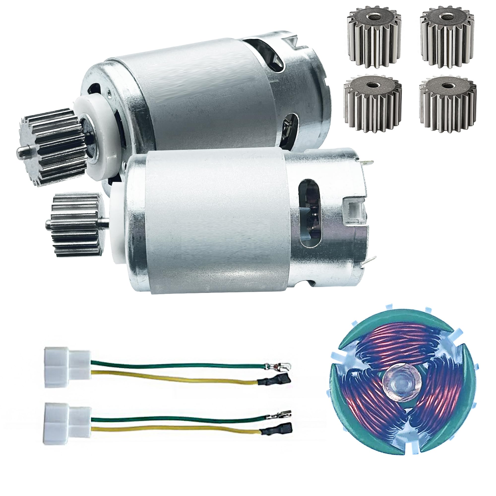 Photo 1 of 2PCS 24 Volt RS555 35000RPM High-Speed 7R Motor (15T) for Fisher Price Power Wheels Kids Ride On Car Upgrade,Pair of 12V&18V&20V&24V RS555 15T Motor for Kid's Kid's Ride On Vehicals DIY