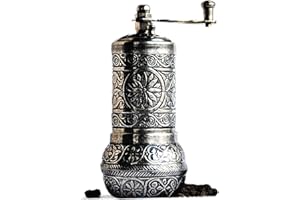 Bazaar Anatolia Turkish Pepper Mill Grinder Refillable Spice 4.2" Manual Crank Handle (Dark Silver)