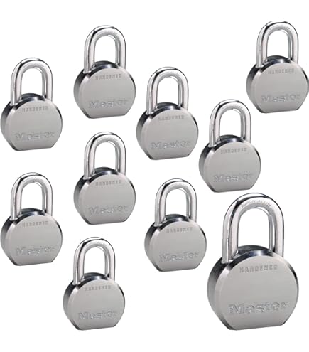 Master Lock Magnum Padlocks - 2" W X 1-1/2"L Shackle, Six (6) Keyed Alike Locks #M5NKALFSTS-6 W