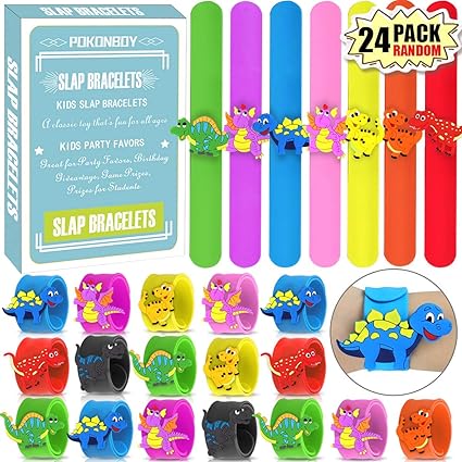 Amazon.com: POKONBOY - Juego de 24 pulseras de dinosaurio para fiestas de dinosaurios de silicona, para niños, fiestas de cumpleaños, regalos de carnaval, premios al azar: Toys \u0026 Games