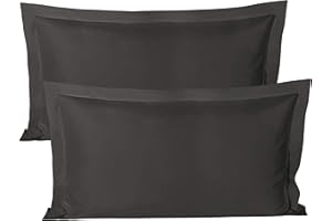 BEDSUM 100% Brushed Microfiber King Pillow Shams Set of 2, Super Soft and Cozy, Wrinkle, Fade, Stain Resistant 20x36 Oxford Pillowcases, 20x36 Inches, Dark Grey