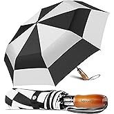 Lejorain 54 inch Golf Umbrella Collapsible - Large Portable Travel Umbrella Compact Auto Open Close Heavy Duty Windproof Vented Umbrella