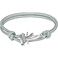 MINANH Hammerhead Sharks Bracelet: Multilayer Wrapped Waterproof Rope, Mermaid Whale Tail, Dorsal Fish, Save the Sharks Themed Tracking Summer Beach Jewelry, Vintage Nautical Ocean Lovers Couple Gift