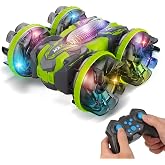 MOMONOVA Amphibious RC Stunt Car for Kids 4-12, Waterproof Remote Control Car with Colorful LED Wheels, 4WD Double-Sided 360&deg; Flips, Car Toy for Pool, Grass, Sand, Backyard, Gift for Boys Girls
