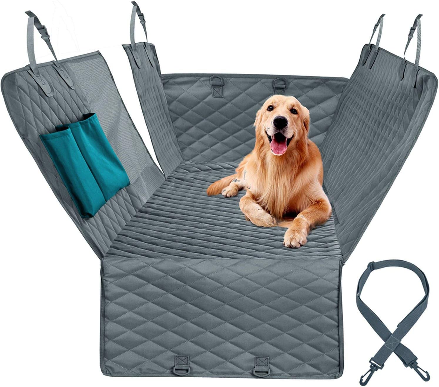Dog car seat cover view mesh waterproof pet carrier car rear back seat mat hammock cushion protector with zipper and pockets Clearance