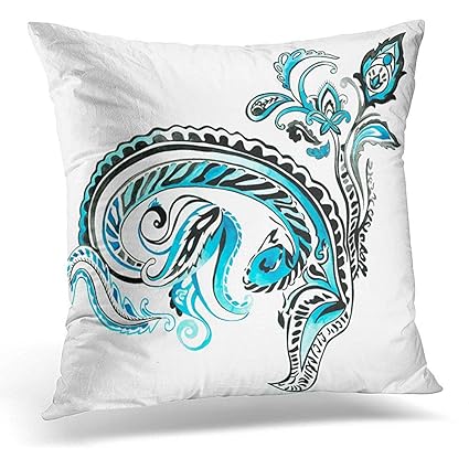 Amazon Com Throw Pillow Covers Watercolor Blue Hand Paisley