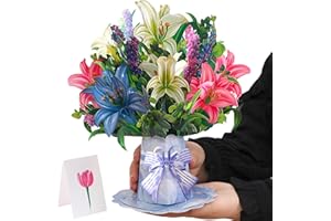 3D Pop Up Flower Card, Paper Pop up Flower Bouquet Valentine's Day Card, Romantic Love Greeting Cards, Forever Flowers Valent
