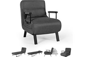 TYBOATLE Convertible Sofa Sleeper Chair Bed, Chaise Lounge Couch, 5 in 1 Folding Bed with 5-Position Adjustable Backrest & Pillow, Floor Single Futon Chairs for Small Spaces, Home Office (Dark Grey)
