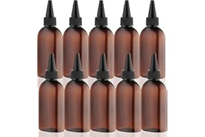 Cosywell Paint Bottles 10Pack 100ml/3.4oz Empty Squeeze Bottles Leak-Proof Refillable Plastic Hair Color Applicator Bottle Paint Storage Containers for Paint Art Crafts Shampoo Liquids(Brown)
