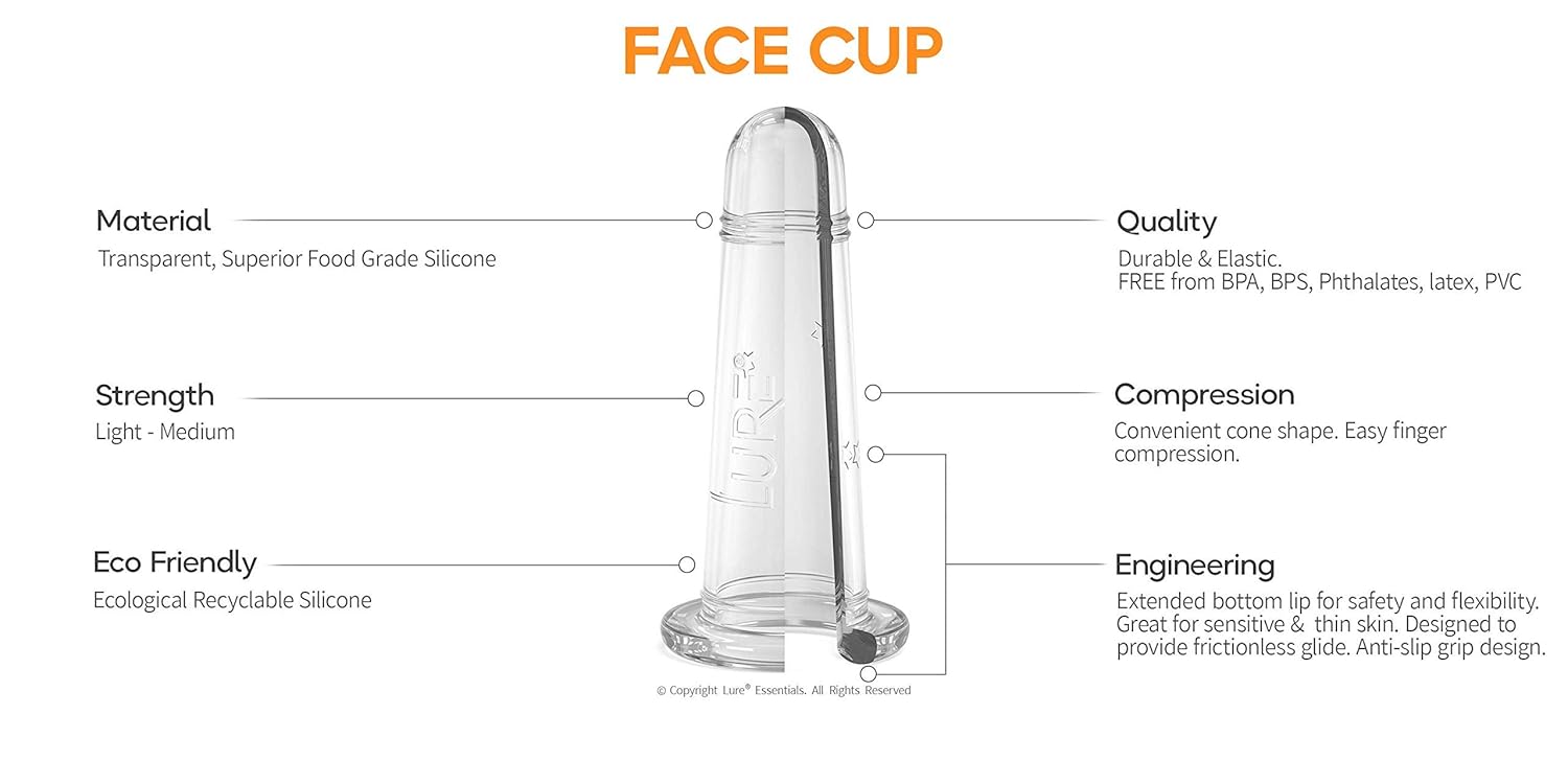 Lure Essentials GLAM Face Cupping Set Facial Set with Silicone Brush | Anti-Aging Face Lift Cupping Massage | FREE PDF Book for Professional and Home Use: Beauty