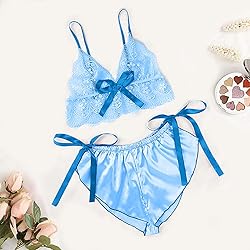 Women's Nightgown Two Piece Lace Satin Spaghetti