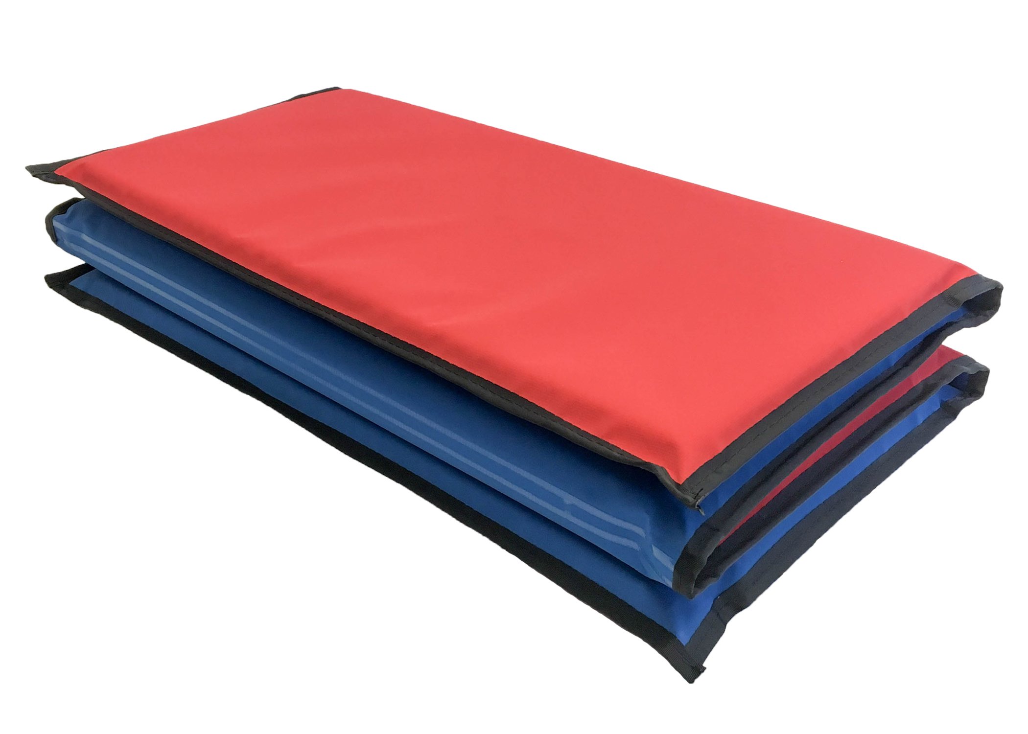 KinderMat, EnduroMat, Durable Kids Rest Mat, Reinforced Vinyl, 1 or 2 Inches Thick, 48 x 24 Inches, Black Binding, Red/Blue