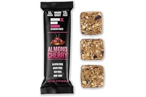E3 Energy Cubes- Almond Cherry Refrigerated Protein Bars - 66g Protein Per Bar | Gluten Free, Dairy Free, Soy Free, Non-GMO, No Artificial Ingredients, Macro Smart, Prebiotic Fiber Rich | Made in USA Pack of 12