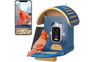 VINGUYS® Bird Feeder with Camera Solar Powered, Smart Bird Feeder Camera AI Identifies 11,000+ Bird Species, Auto-Capture 2.5K UHD Bird Video, IP66 Waterproof Outdoor Bird Feeder, Ideal Gift, Blue