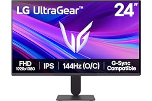 LG 24G411A-B 24-inch Ultragear Full HD (1920 x 1080) IPS Gaming Monitor, 144Hz (O/C), 1ms MBR, NVIDIA G-Sync Compatible, AMD FreeSync, HDR10, HDMI, DisplayPort, Slim Stand, Black