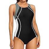 ATTRACO Womens One Piece Swimsuit Athletic Bathing Suits Training Sport Swimwear for Women