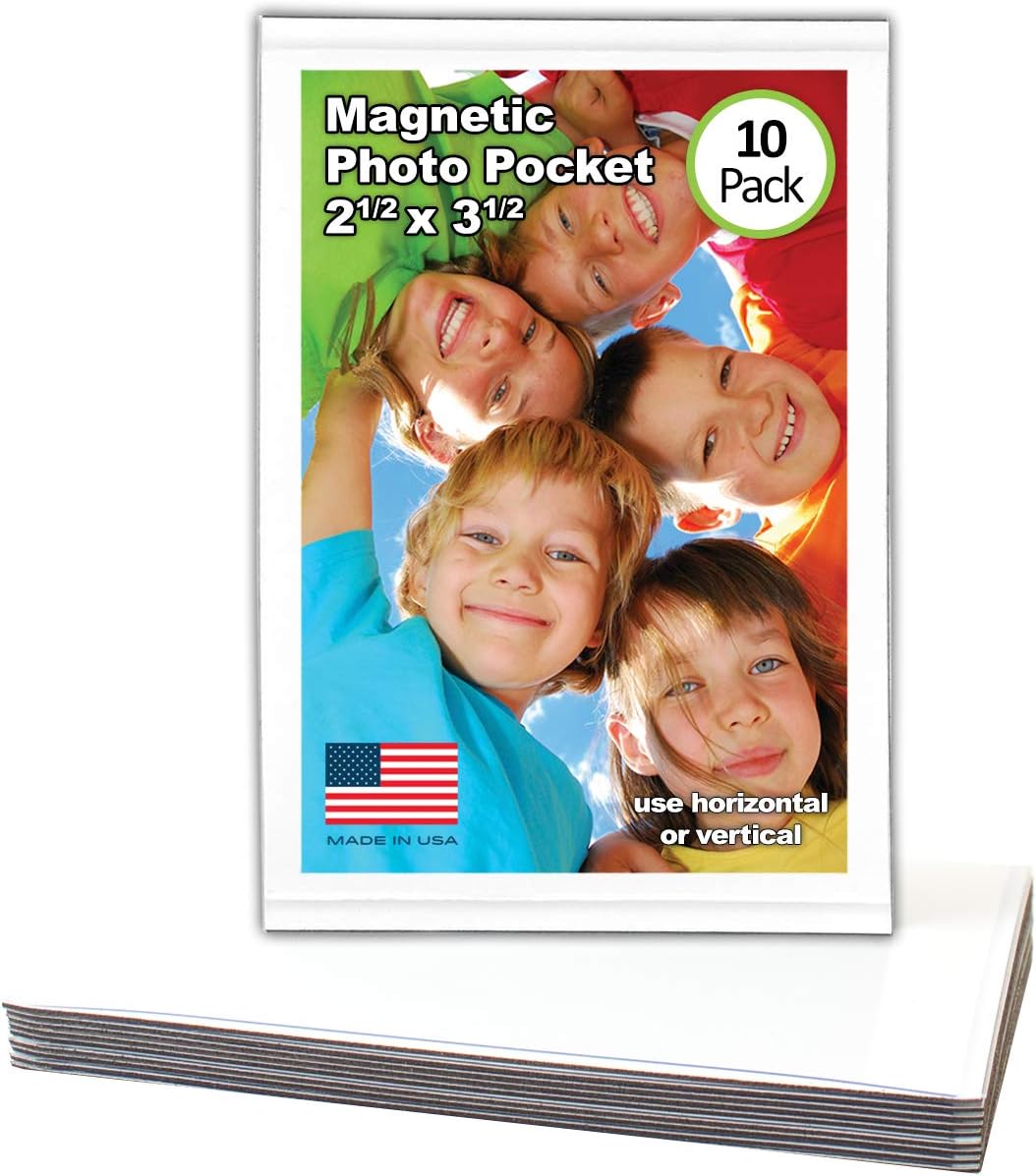 Amazon Com Magtech Magnetic Photo Pocket Picture Frame White Holds 2 5 X 3 5 Inches Photos 10 Pack