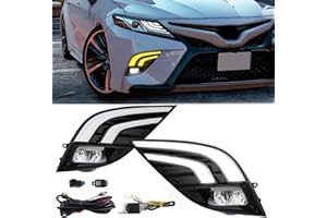 AFOGGEST Daytime Running Light For Toyota Camry 2018 2019 2020 LED Fog Light Replacement Dual-Colors Light Assembly With LED Lamp Blub For Camry SE XSE TRD