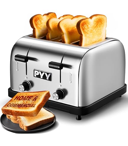 Tanxinxin 4 Slice Commercial Toaster - 1800W Extra Wide Slot For Bagels & Toast