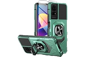 Mocotto for TCL K24/TCL K23/TCL 50 LE Phone Case with Tempered Glass Screen Protector,Military Grade Heavy Duty Shockproof Protective Cover,with Ring Kickstand (TCL K24,Dark Green)