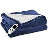 Heated Blanket Electric Throw Blanket- 50''x60'' Heating Blanket Throw 10 Hours Auto-Off & 9 Heating Levels Over-Heat Protection, Machine Washable Flannel Sherpa, Electric ETL Certification